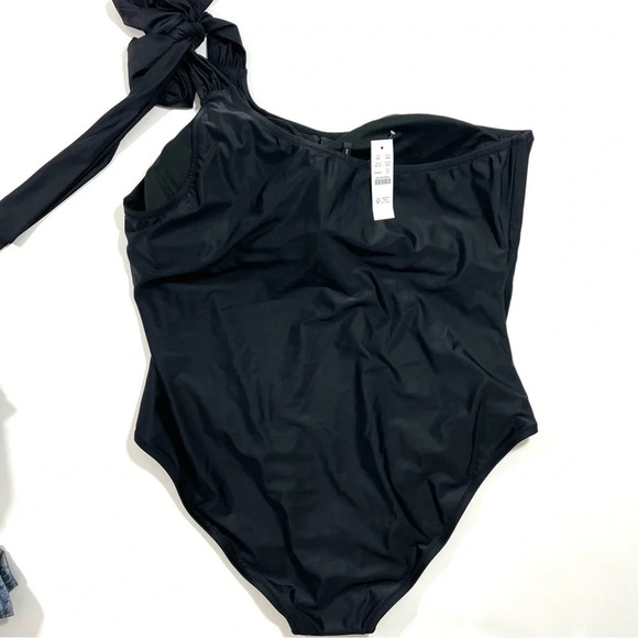 New J Crew Bow One Shoulder One Piece Swimsuit Black Size 22 - Picture 4 of 8